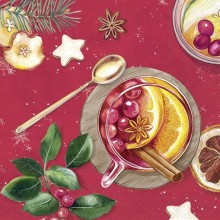 Коктейлни салфетки 20бр Mulled Wine червени